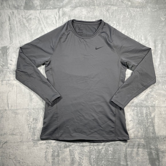 Nike Pro Dri-FIT Long Sleeve Gray Athletic Top Women's Training Shirt - Picture 1 of 6